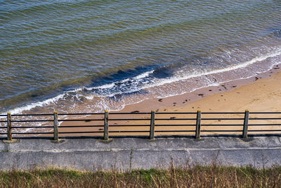 High angle view of beach by sea