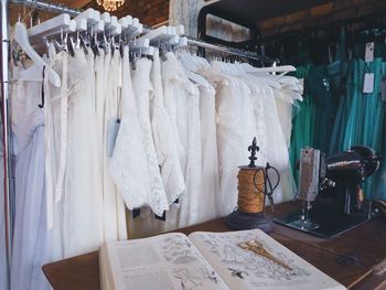 Lamp hanging on wall