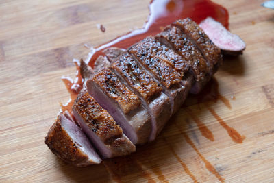 High angle view of bread on table