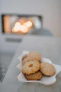 Close-up of cookies on table