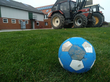 Close-up of soccer field