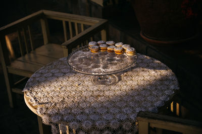 High angle view of food on table