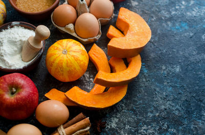 High angle view of food on table