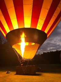 Low angle view of hot air balloon against sky