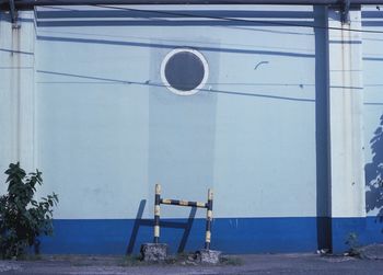 Structure on street against building