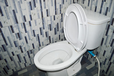 High angle view of toilet in bathroom