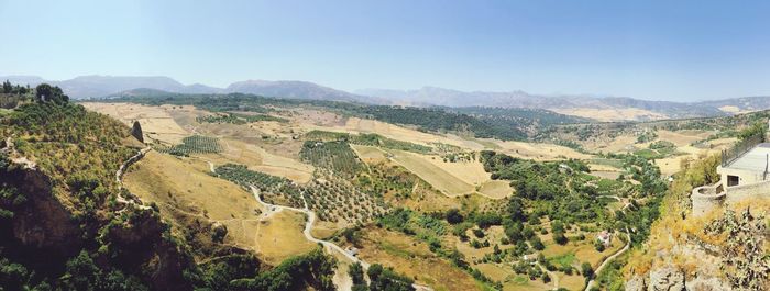 High angle view of landscape against clear sky