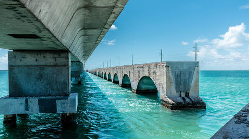 Bridge over sea against sky