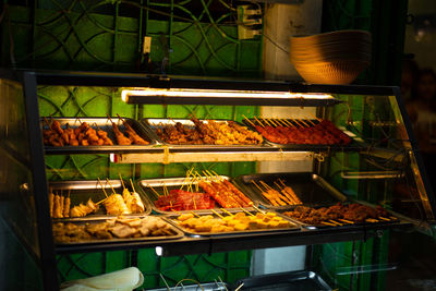 High angle view of meat for sale