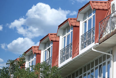 Low angle view of residential building against sky