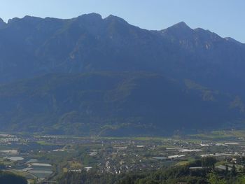 Scenic view of mountains against sky