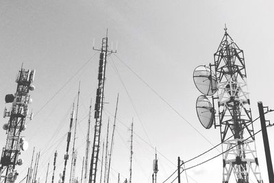 Low angle view of communications towers