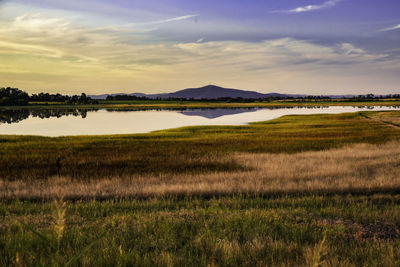 Scenic view of lake against sky