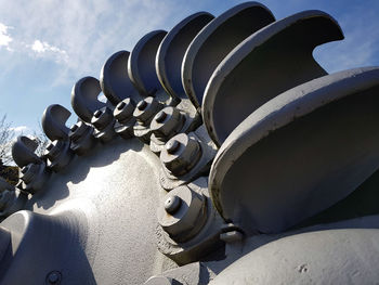 Close-up of pipes against sky