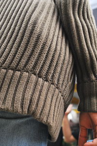 Close-up of knitting woman