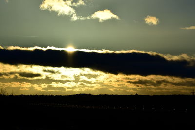 Scenic view of silhouette landscape against sky during sunset