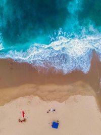 High angle view of surf on beach