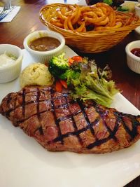 Close-up of food served in plate