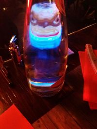 Close-up of beer on table