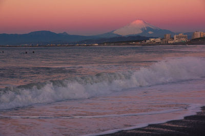 Scenic view of sea during sunset