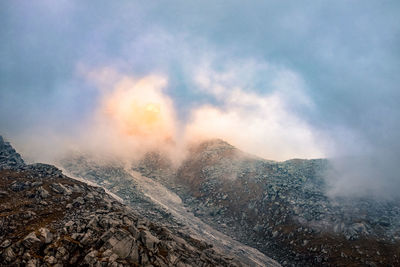 Scenic view of landscape against cloudy sky