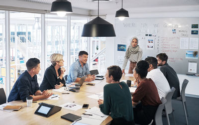 Business colleagues working at office