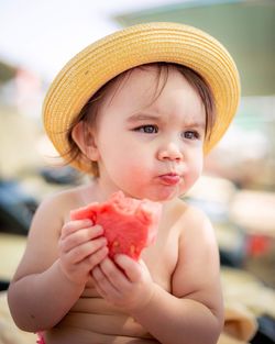 Close-up portrait of cute baby girl