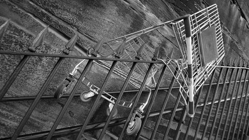 High angle view of staircase in old building