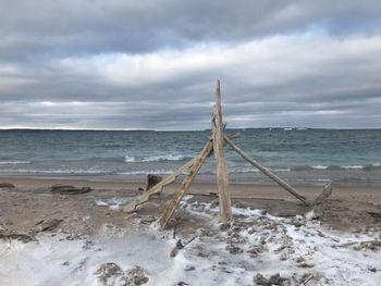 Scenic view of beach against sky