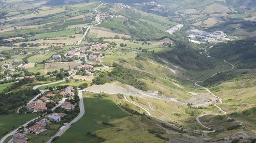 Aerial view of agricultural landscape