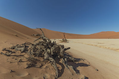 View of desert against clear sky