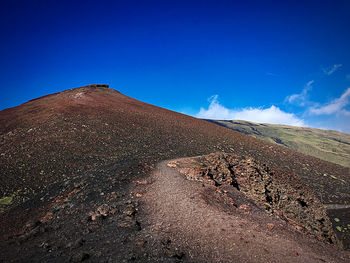 Scenic view of landscape against blue sky