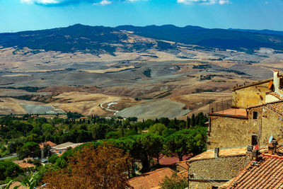 High angle view of townscape against sky