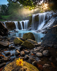 Scenic view of waterfall