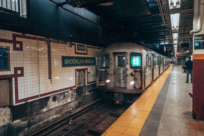 Train on railroad station