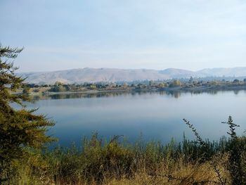 Scenic view of lake against sky