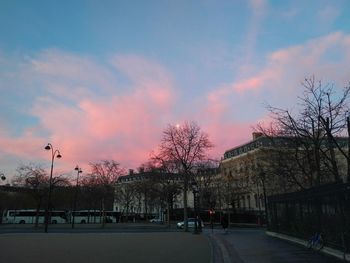 View of buildings at sunset