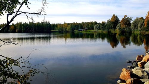 Scenic view of lake against sky