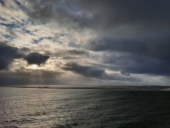 Scenic view of sea against cloudy sky