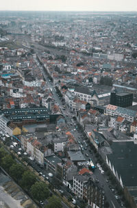 Aerial view of cityscape against sky