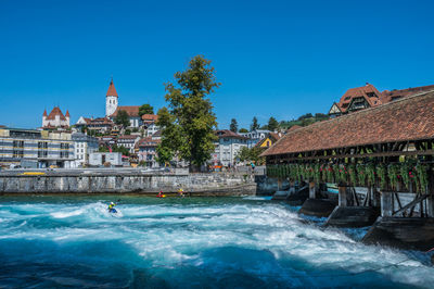 Watersport in thun city at thunersee, switzerland