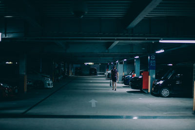 Man in bus at night