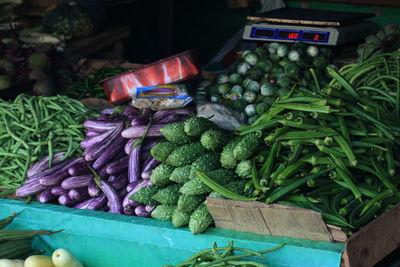 Vegetables at market stall