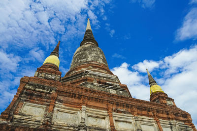 Low angle view of temple building against sky