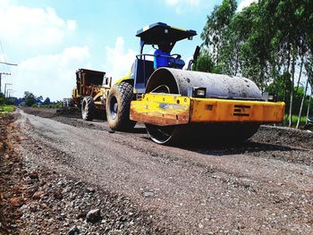 Yellow construction site on road