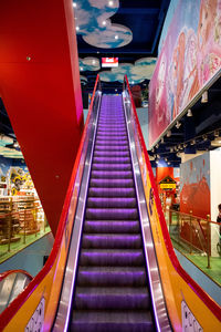 High angle view of escalator in shopping mall