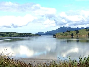 Scenic view of lake against sky