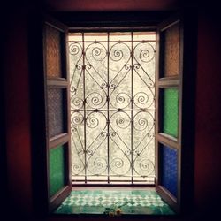 Closed door of building