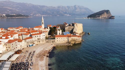 High angle view of sea against sky