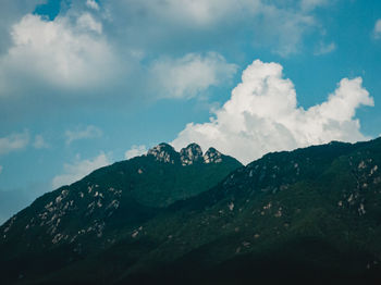 Low angle view of mountains against sky